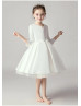 Ivory Satin Tulle Cute Flower Girl Dress